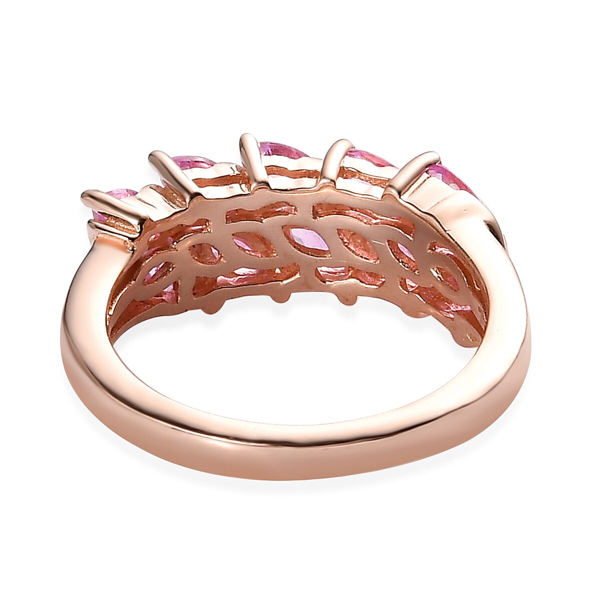 Premium Madagascar Pink Sapphire Ring in Vermeil Rose Gold Over Sterling Silver (Size 7.0) 1.40 ctw image number 4