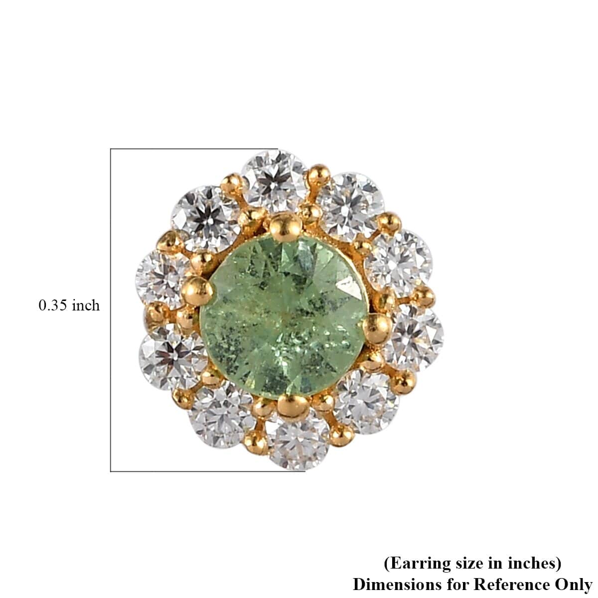 Ambanja Demantoid Garnet and Moissanite Floral Halo Earrings in Vermeil Yellow Gold Over Sterling Silver 1.00 ctw image number 4