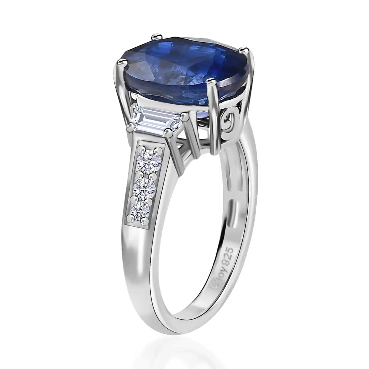 Kashmir Kyanite and Moissanite Ring in Platinum Over Sterling Silver, Promise Rings (Size 10.0) 7.00 ctw image number 3