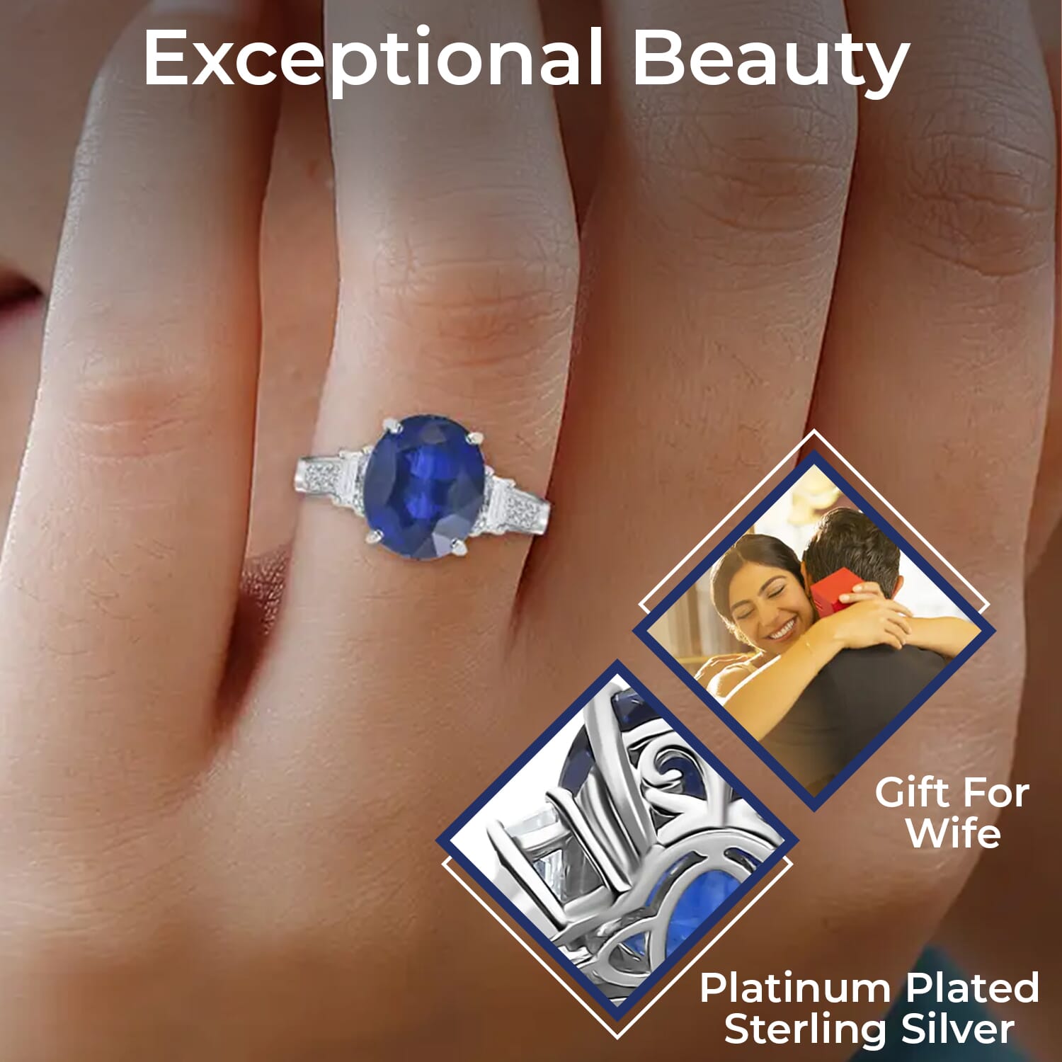 Buy Kashmir Kyanite Ring, Moissanite Accent Ring, Platinum