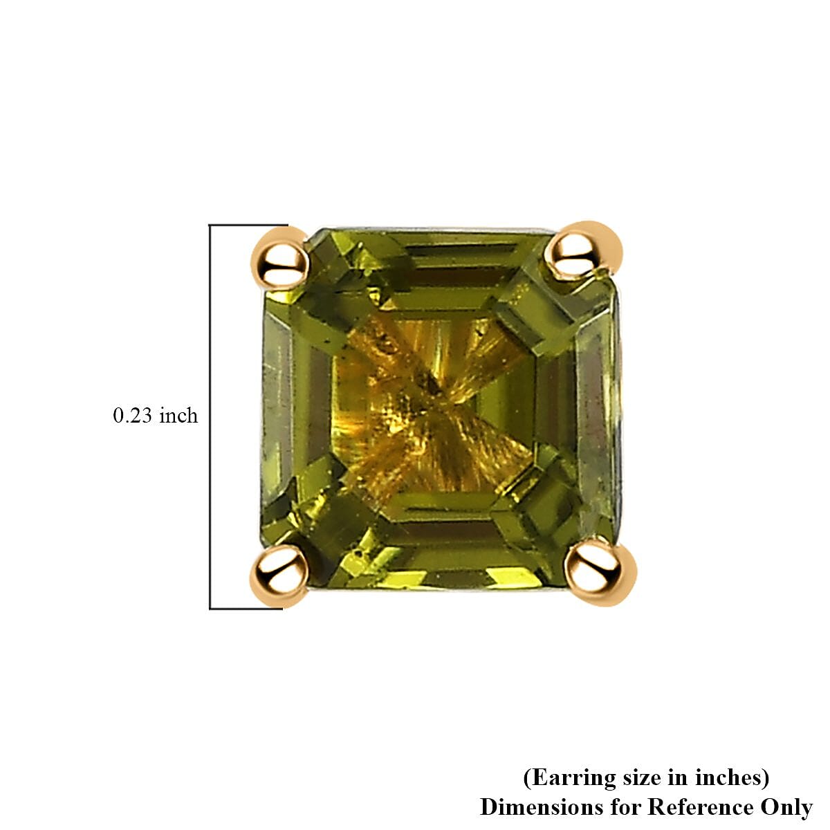 Luxoro 10K Yellow Gold Asscher Cut Premium Arizona Peridot Solitaire Stud Earrings 1.35 ctw