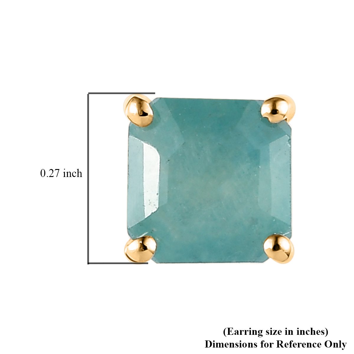 Luxoro 10K Yellow Gold Asscher Cut Premium Grandidierite Solitaire Stud Earrings 1.15 ctw