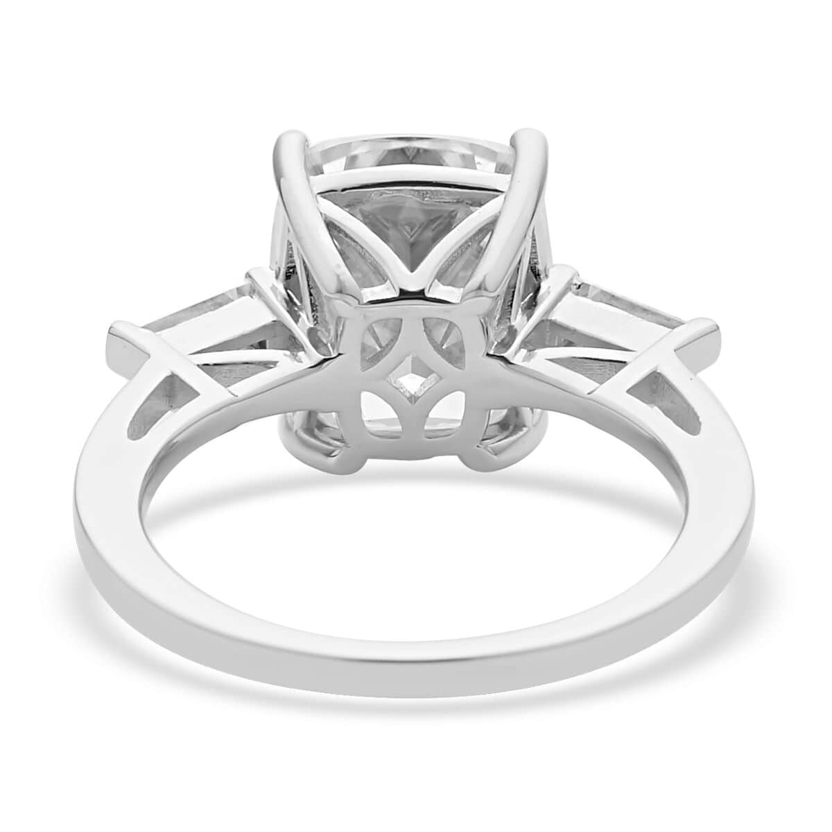Crushed Ice Cut Moissanite Ring in Rhodium Over Sterling Silver (Size 10.0) 6.50 ctw image number 4