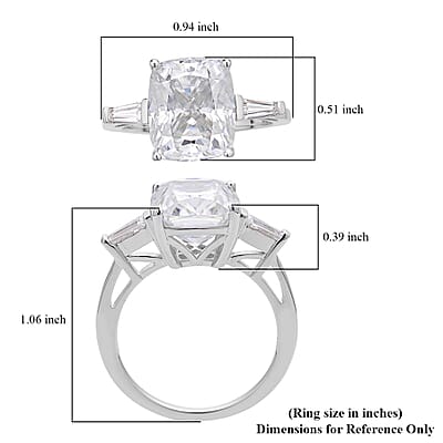 Crushed Ice Cut Moissanite Ring in Rhodium Over Sterling Silver (Size 10.0) 6.50 ctw