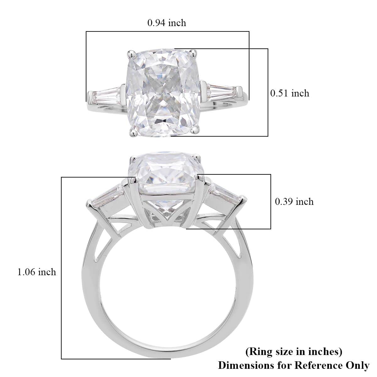 Crushed Ice Cut Moissanite Ring in Rhodium Over Sterling Silver (Size 10.0) 6.50 ctw image number 5