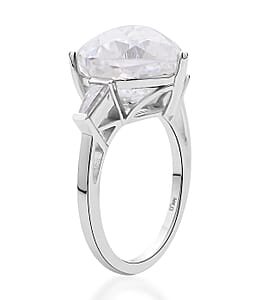 Crushed Ice Cut Moissanite Ring in Rhodium Over Sterling Silver (Size 10.0) 8.25 ctw