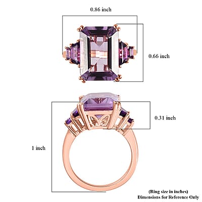 Rose De France Amethyst and Amethyst Ring in Vermeil Rose Gold Over Sterling Silver (Size 10.0) 7.75 ctw