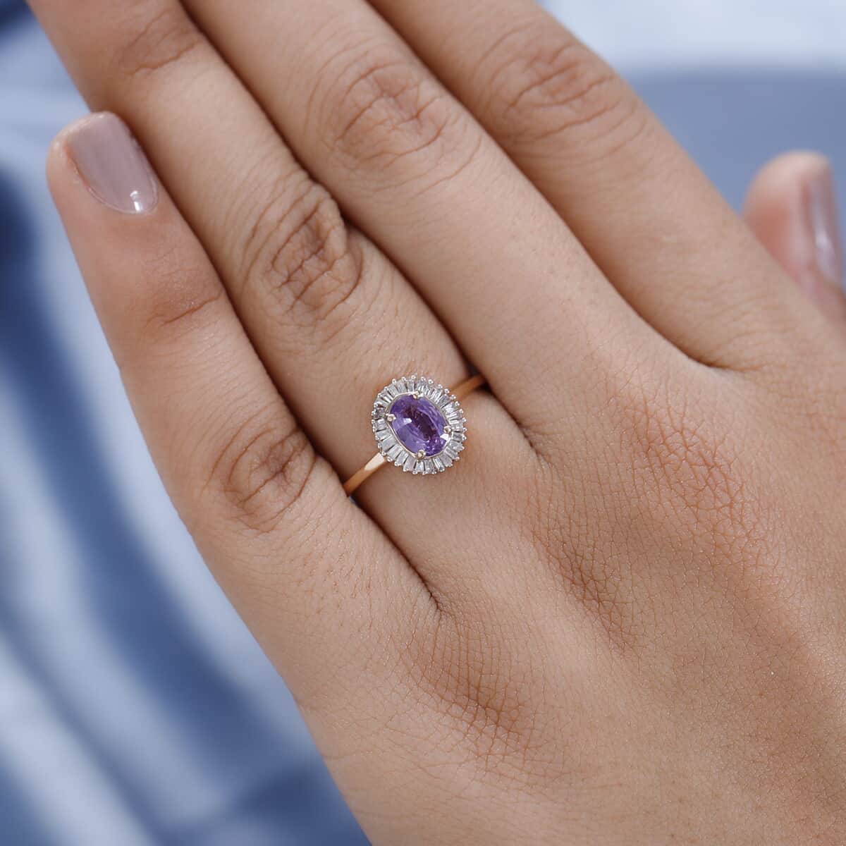 LUXORO 10K Rose Gold Premium Madagascar Purple Sapphire and G-H I3 Diamond Ring (Size 5.0) 2.40 Grams 1.00 ctw image number 3