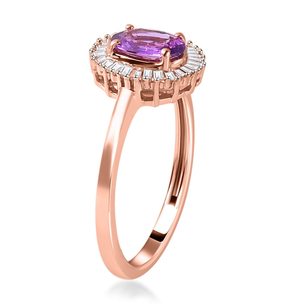 LUXORO 10K Rose Gold Premium Madagascar Purple Sapphire and G-H I3 Diamond Ring (Size 5.0) 2.40 Grams 1.00 ctw image number 4