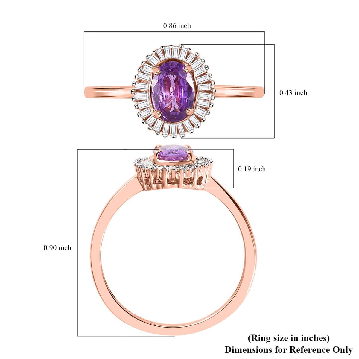 LUXORO 10K Rose Gold Premium Madagascar Purple Sapphire and G-H I3 Diamond Ring (Size 5.0) 2.40 Grams 1.00 ctw image number 6