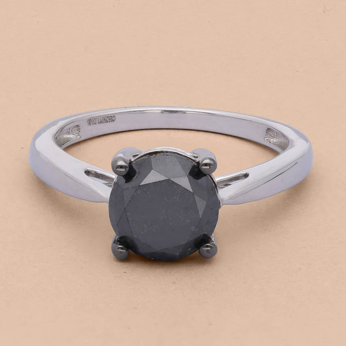 LUXORO 10K White Gold Black Diamond Solitaire Ring 2.70 Grams 3.00 ctw image number 1