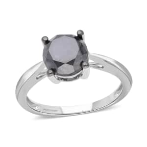 Luxoro 10K White Gold Premium Black Diamond Solitaire Ring (Size 6.0) 3.00 ctw