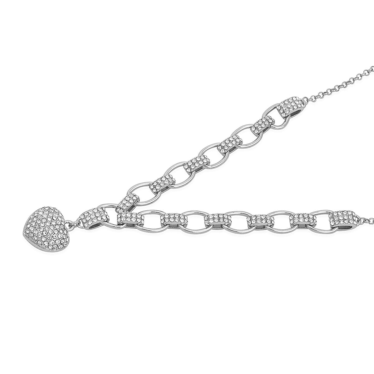 Austrian Crystal Heart Necklace 20-22 Inches in Silvertone image number 2