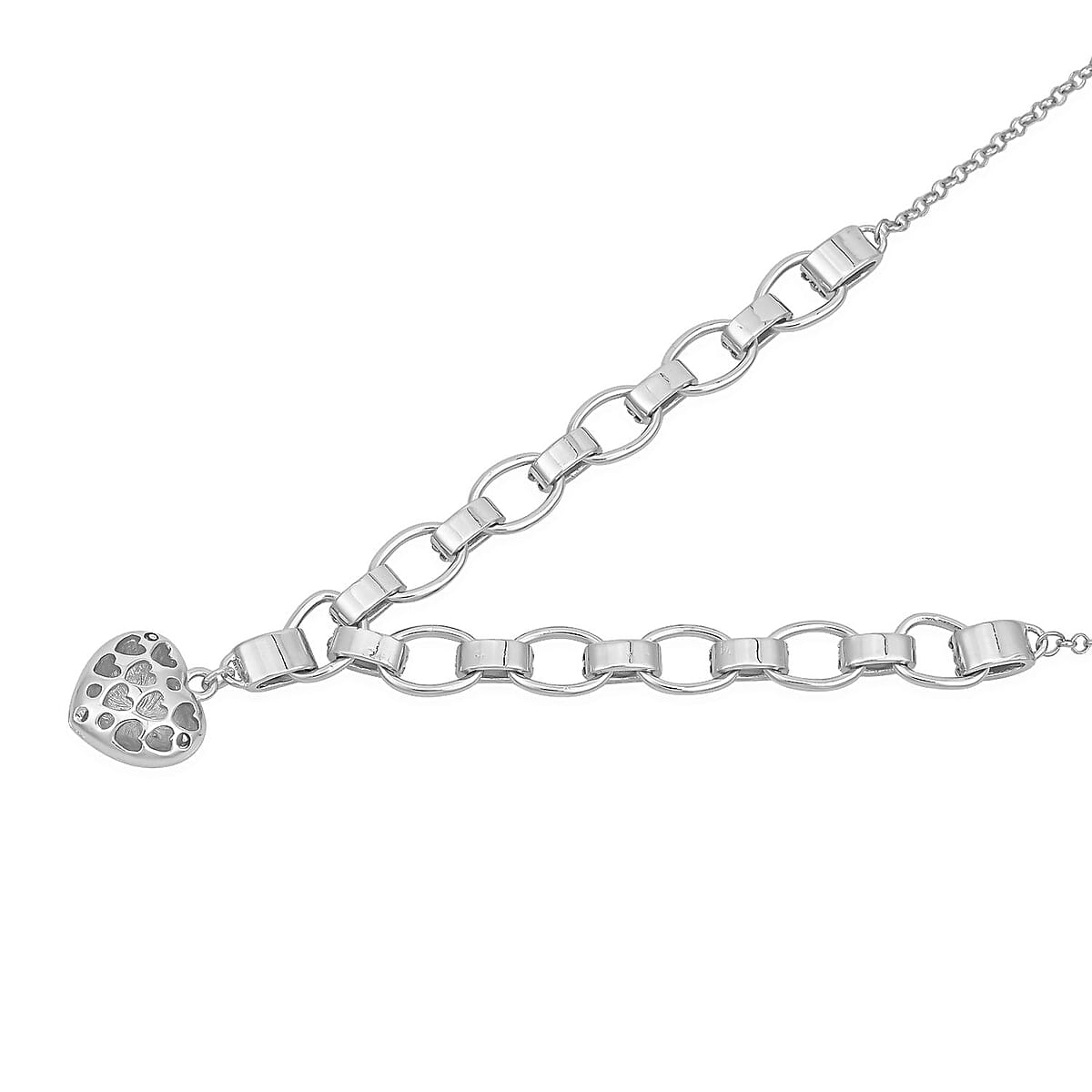 Austrian Crystal Heart Necklace 20-22 Inches in Silvertone image number 3