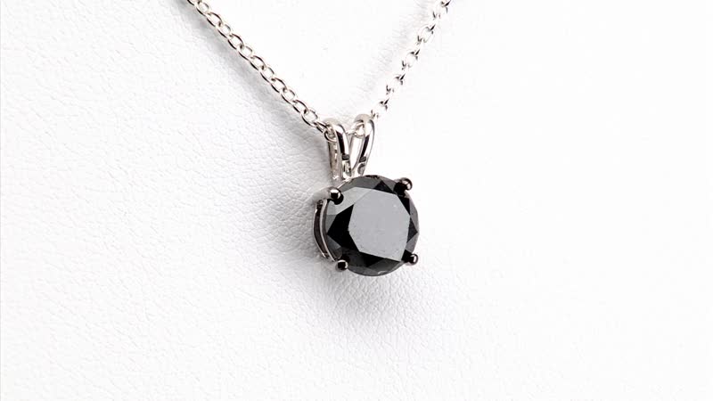 Luxoro Premium Black Diamond 3.00 ctw Solitaire Pendant in 10K White Gold