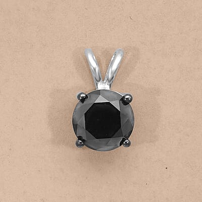 Luxoro Premium Black Diamond 3.00 ctw Solitaire Pendant in 10K White Gold