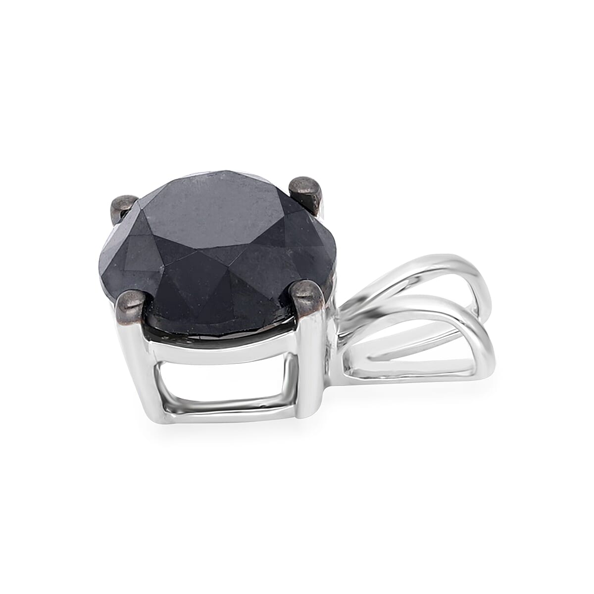 Luxoro Premium Black Diamond 3.00 ctw Solitaire Pendant in 10K White Gold image number 3