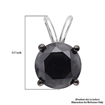 Luxoro Premium Black Diamond 3.00 ctw Solitaire Pendant in 10K White Gold