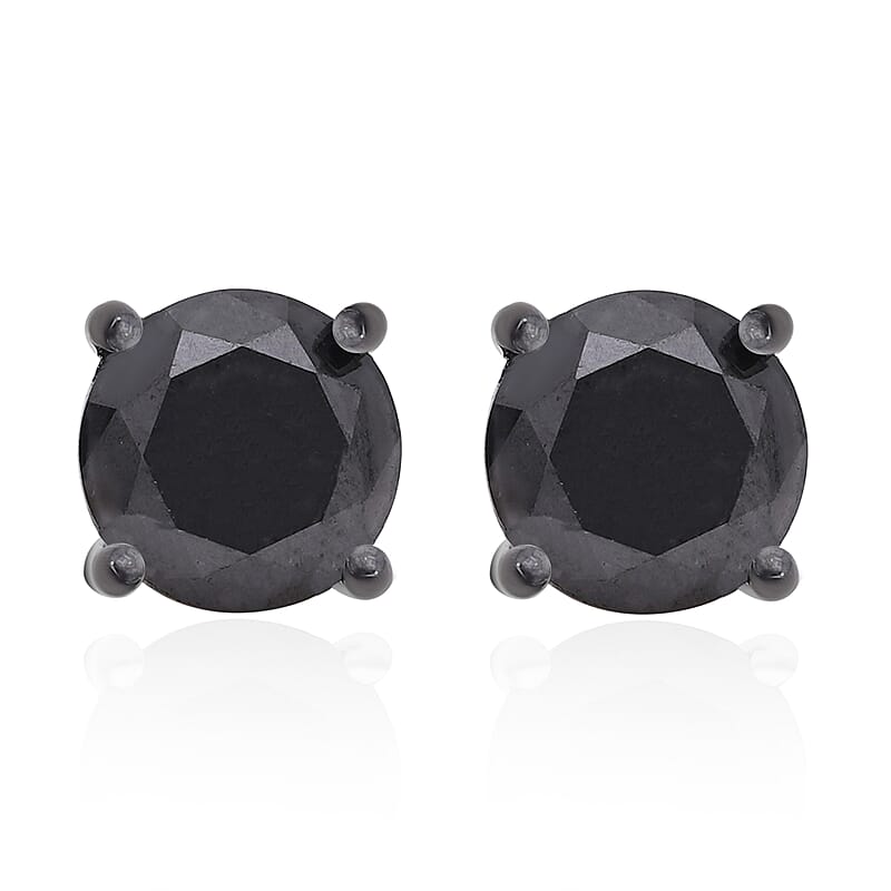 Luxoro 10K White Gold Premium Black Diamond Stud Earrings 3.00 ctw