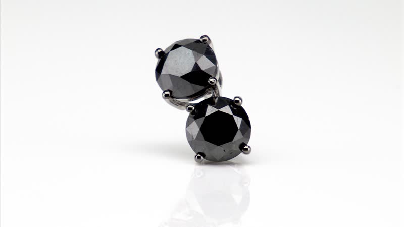 Luxoro 10K White Gold Premium Black Diamond Stud Earrings 3.00 ctw