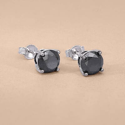 Luxoro 10K White Gold Premium Black Diamond Stud Earrings 3.00 ctw