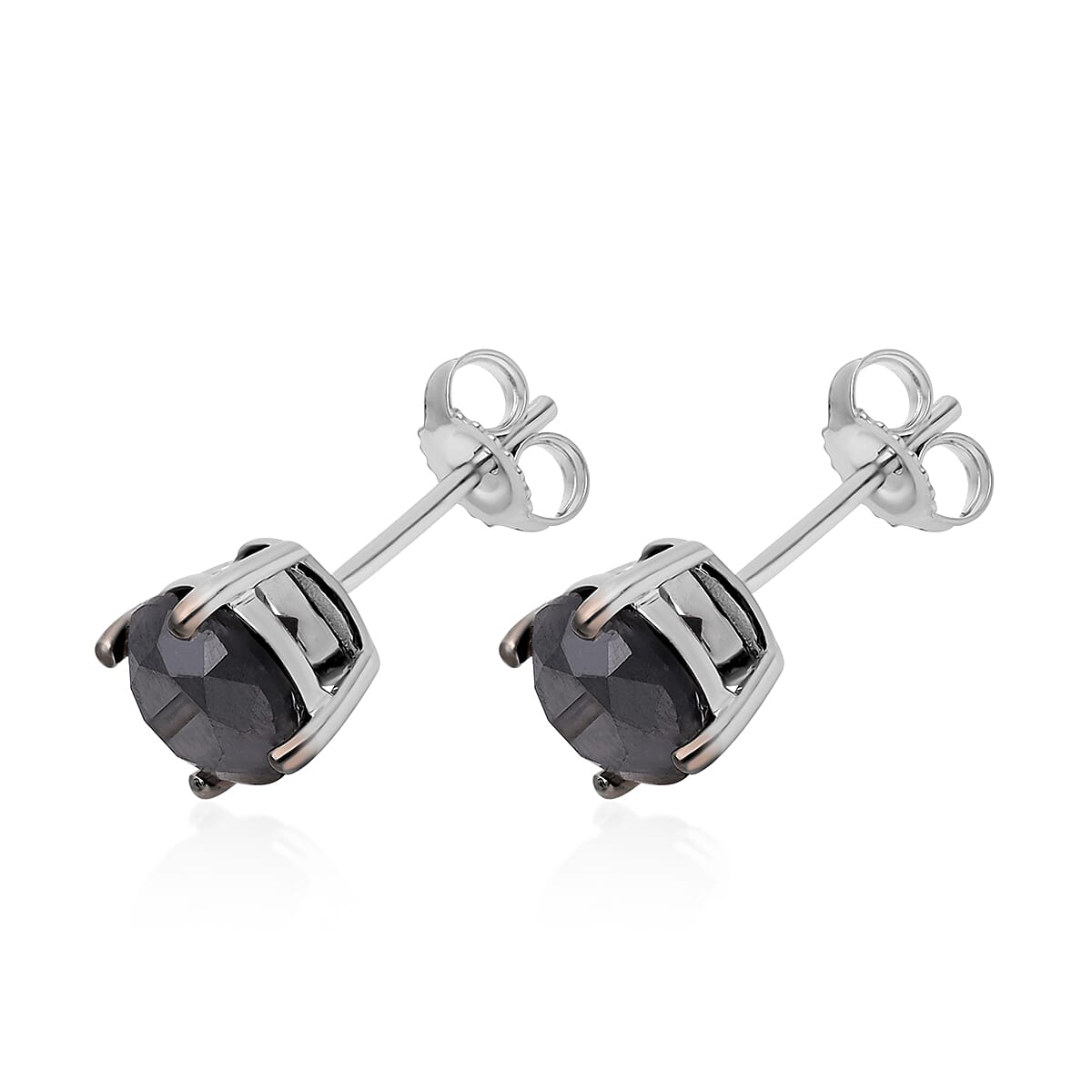 Luxoro 10K White Gold Premium Black Diamond Stud Earrings 3.00 ctw image number 3