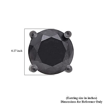 Luxoro 10K White Gold Premium Black Diamond Stud Earrings 3.00 ctw