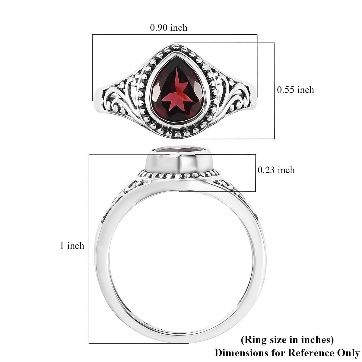 Artisan Crafted Tanzanian Wine Garnet Solitaire Ring in Sterling Silver (Size 9.0) 1.65 ctw image number 5