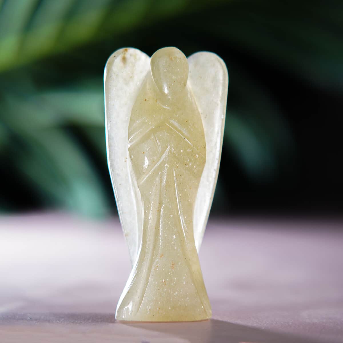 Hand Carved Green Aventurine Gemstone Angel image number 1