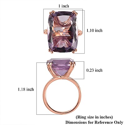 Rose De France Amethyst Solitaire Ring in Vermeil Rose Gold Over Sterling Silver (Size 10.0) 27.25 ctw