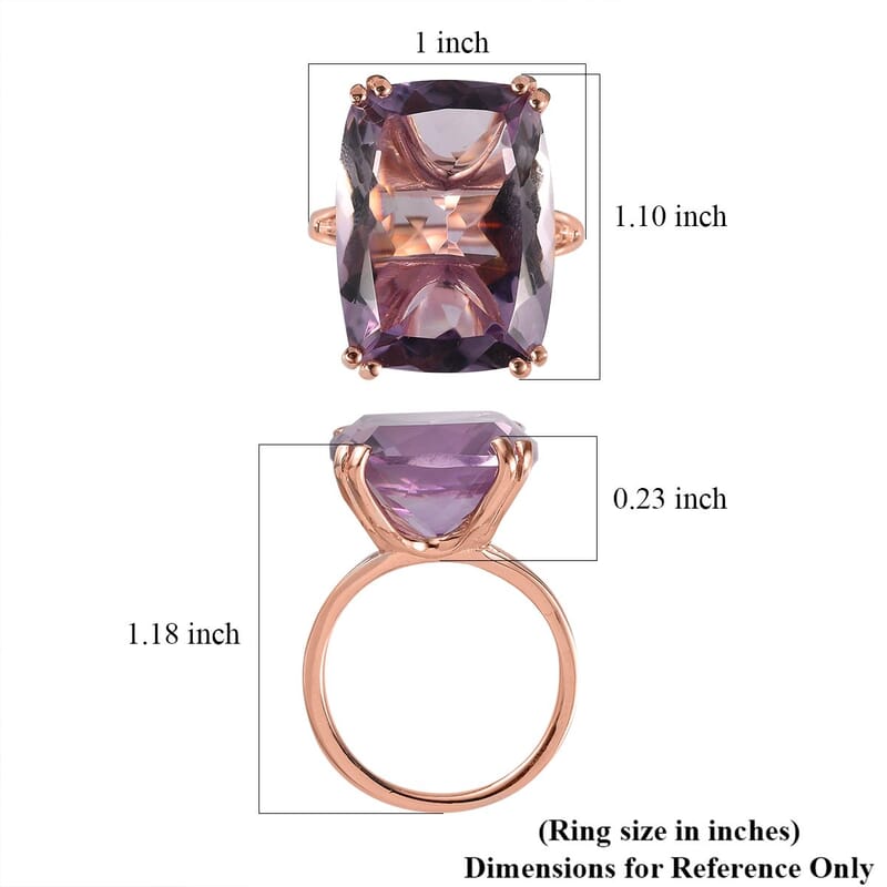 Rose De France Amethyst Solitaire Ring in Vermeil Rose Gold Over Sterling Silver (Size 10.0) 27.25 ctw