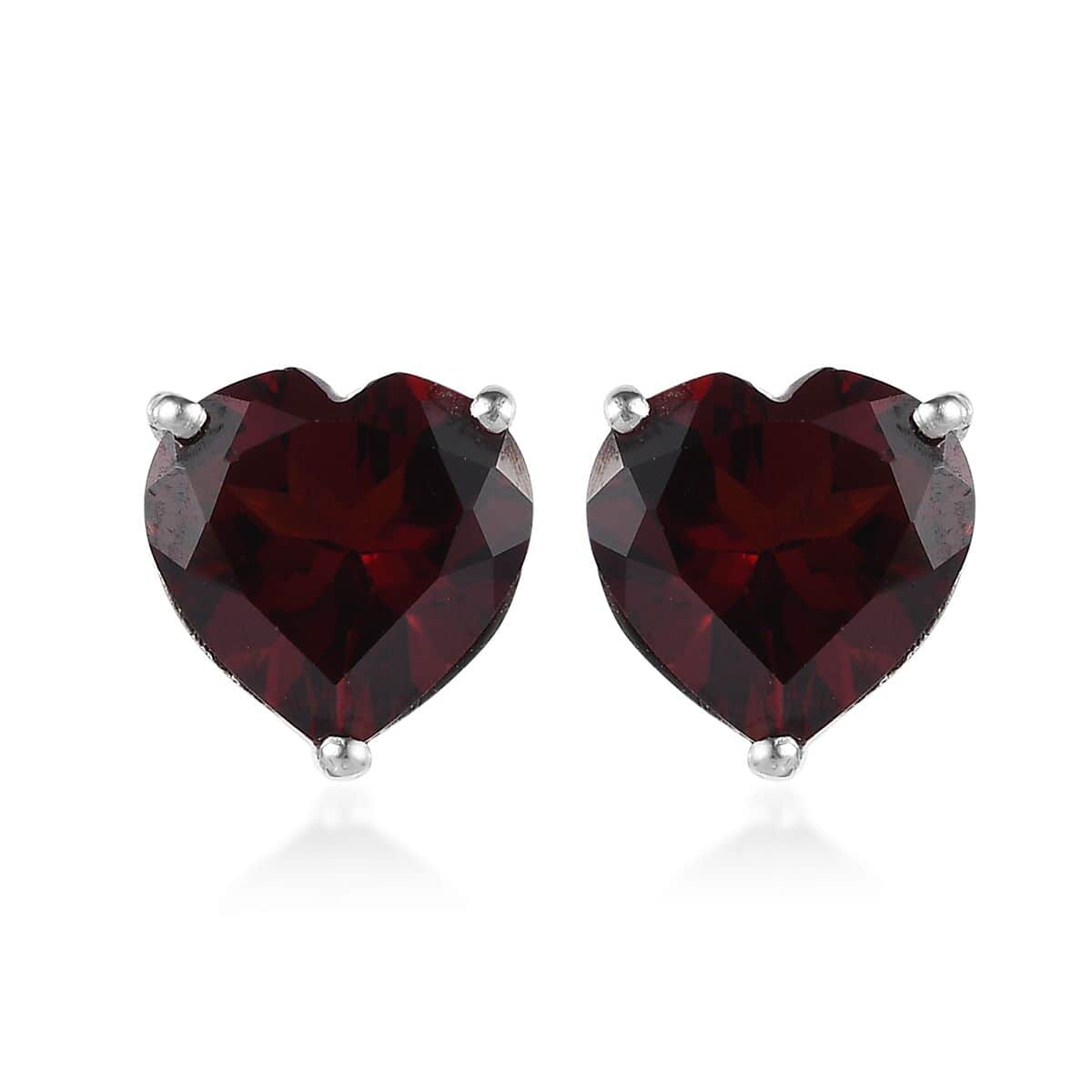 Mozambique Garnet Lever Back Earrings in Sterling Silver, Heart , Heart Earrings, Wedding Gifts 5.50 ctw image number 0