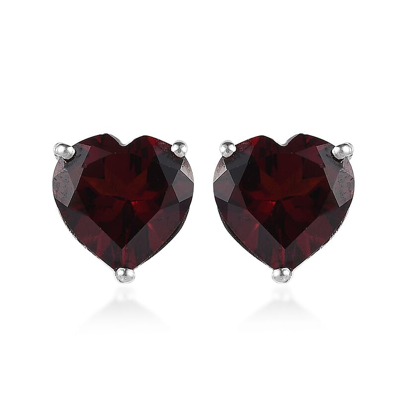 D'Joy Mozambique Garnet Lever Back Earrings in Sterling Silver, Heart , Heart Earrings, Wedding Gifts 5.50 ctw