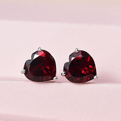 D'Joy Mozambique Garnet Lever Back Earrings in Sterling Silver, Heart , Heart Earrings, Wedding Gifts 5.50 ctw
