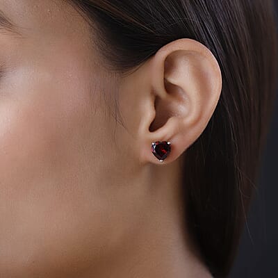D'Joy Mozambique Garnet Lever Back Earrings in Sterling Silver, Heart , Heart Earrings, Wedding Gifts 5.50 ctw