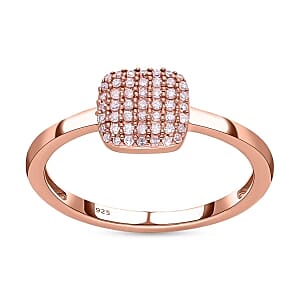 Natural Pink Diamond 0.20 ctw Cluster Ring in Vermeil Rose Gold Over Sterling Silver (Size 11.5)