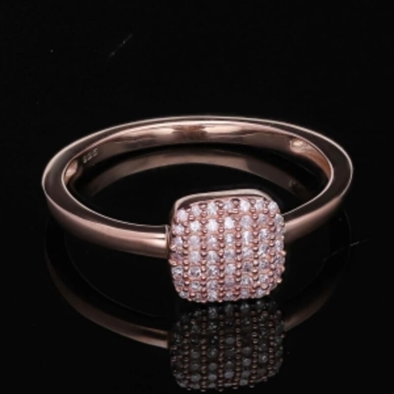 Natural Pink Diamond 0.20 ctw Cluster Ring in Vermeil Rose Gold Over Sterling Silver (Size 11.5)