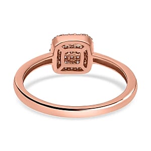 Natural Pink Diamond 0.20 ctw Cluster Ring in Vermeil Rose Gold Over Sterling Silver (Size 11.5)