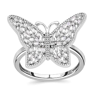 Diamond 0.33 ctw Cluster Ring in Platinum Over Sterling Silver (Size 11.5)