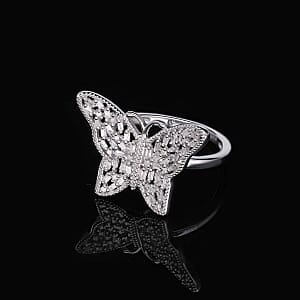 Diamond 0.33 ctw Cluster Ring in Platinum Over Sterling Silver (Size 11.5)