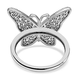 Diamond 0.33 ctw Cluster Ring in Platinum Over Sterling Silver (Size 11.5)