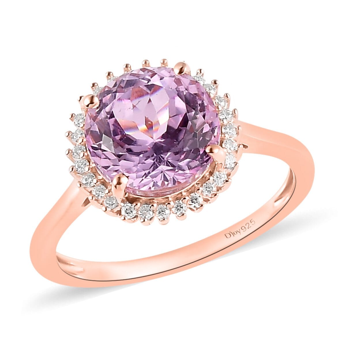 Premium Martha Rocha Kunzite and Moissanite Halo Ring in Vermeil Rose Gold Over Sterling Silver 3.75 ctw image number 0