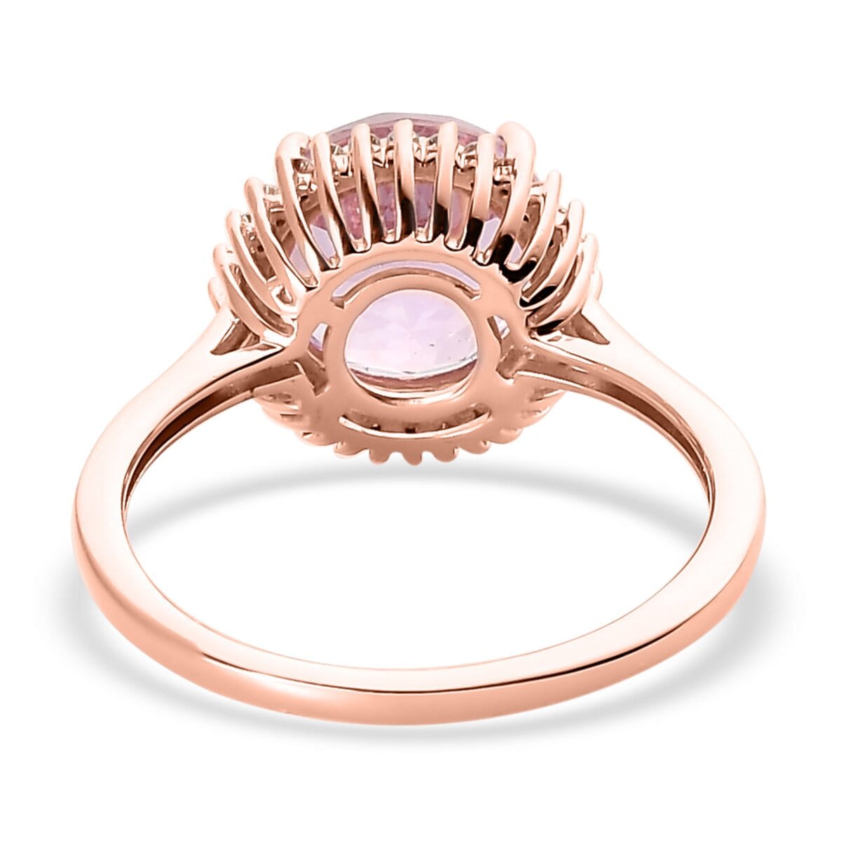 Premium Martha Rocha Kunzite and Moissanite Halo Ring in Vermeil Rose Gold Over Sterling Silver 3.75 ctw image number 4