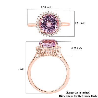 Premium Martha Rocha Kunzite and Moissanite Halo Ring in Vermeil Rose Gold Over Sterling Silver (Size 10.0) 3.75 ctw