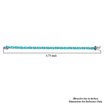 Premium Sleeping Beauty Turquoise Bracelet in Platinum Over Sterling Silver, White Zircon Tennis Bracelet, Silver Tennis (6.50 In) 10.25 ctw