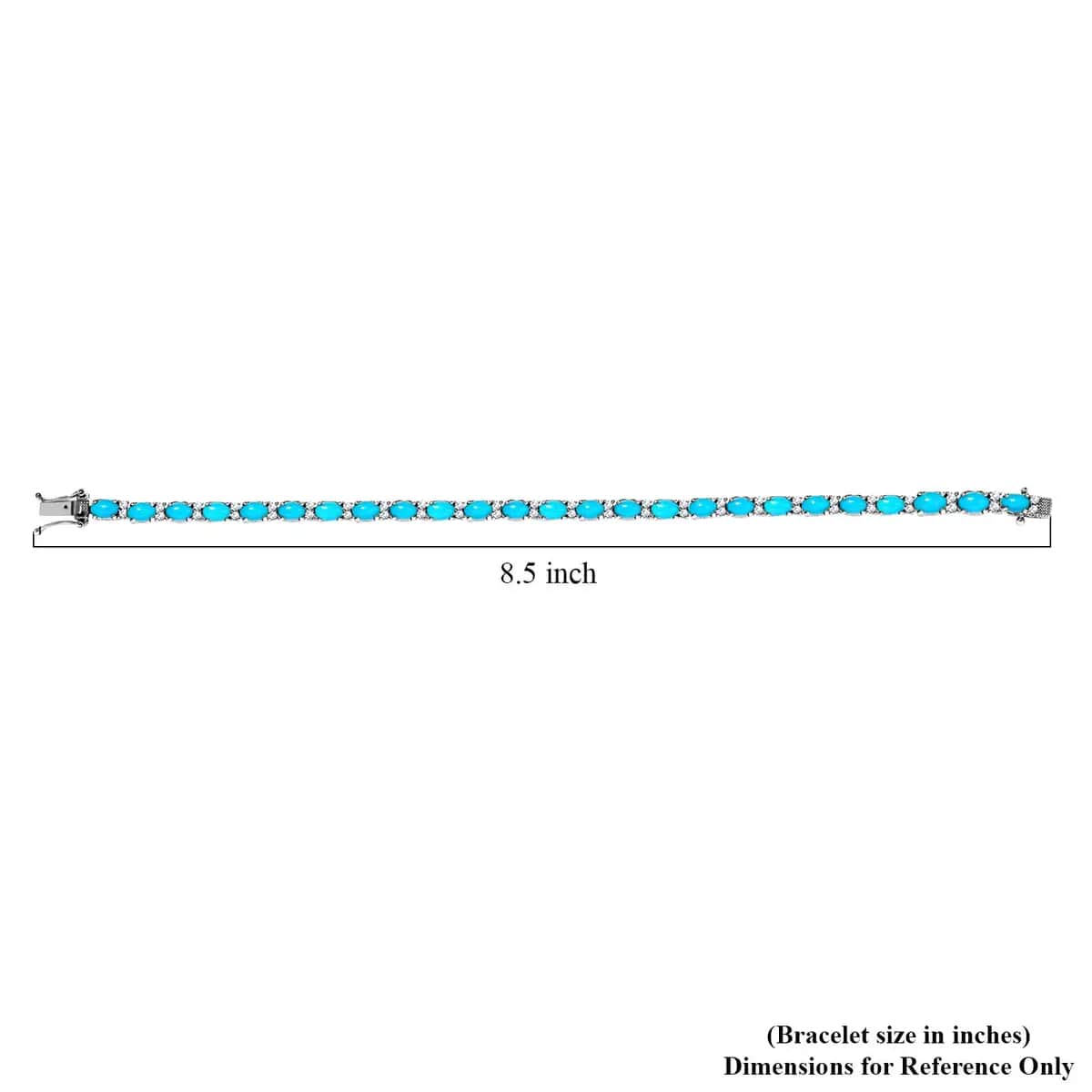 Premium Sleeping Beauty Turquoise Bracelet in Platinum Over Sterling Silver, White Zircon Tennis Bracelet, Silver Tennis (8.00 In) 12.65 ctw image number 4