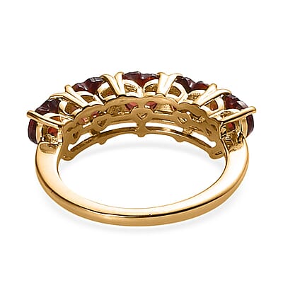 Mozambique Garnet 5 Stone Heart Shape Ring in Vermeil Yellow Gold Over Sterling Silver (Size 10.0) 3.00 ctw