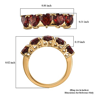 Mozambique Garnet 5 Stone Heart Shape Ring in Vermeil Yellow Gold Over Sterling Silver (Size 10.0) 3.00 ctw