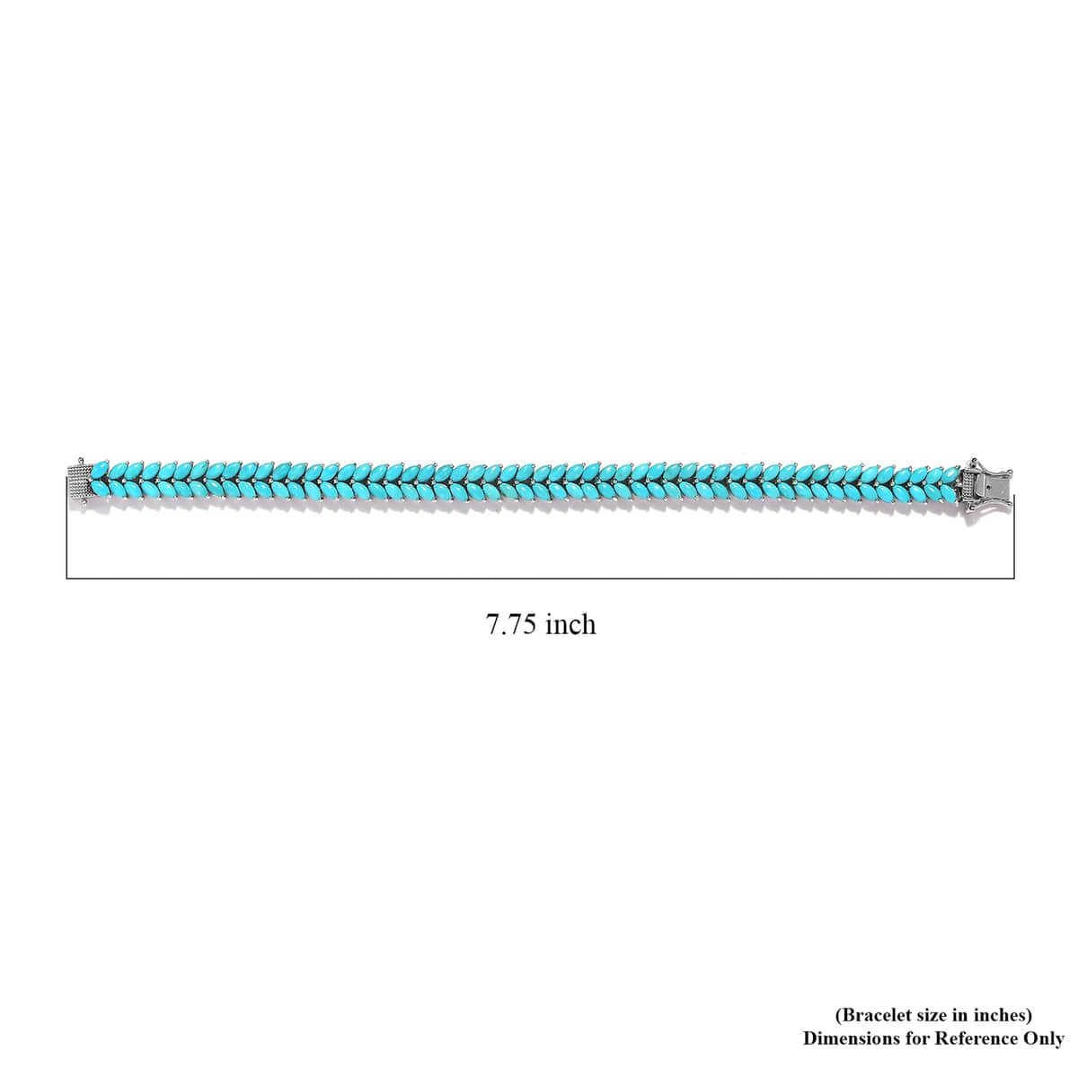 TLV American Natural Sleeping Beauty Turquoise Double Row Bracelet in Platinum Over Sterling Silver (8.00 In) (14.30 g) 16.50 ctw image number 4