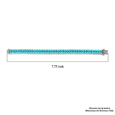 Sleeping Beauty Turquoise 14.85 ctw Two Row Bracelet in Platinum Over Sterling Silve (7.25 In) 